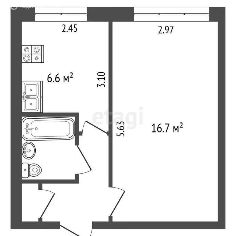 1-комнатная квартира: Молочное, Парковая улица, 8 (30.7 м) - Фото 1