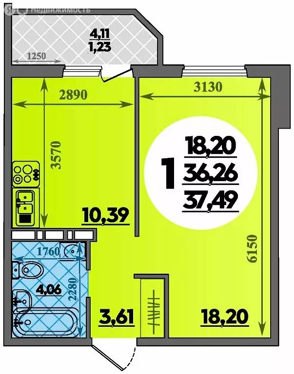 1-комнатная квартира: Краснодар, жилой район Восточный, жилой комплекс ... - Фото 1