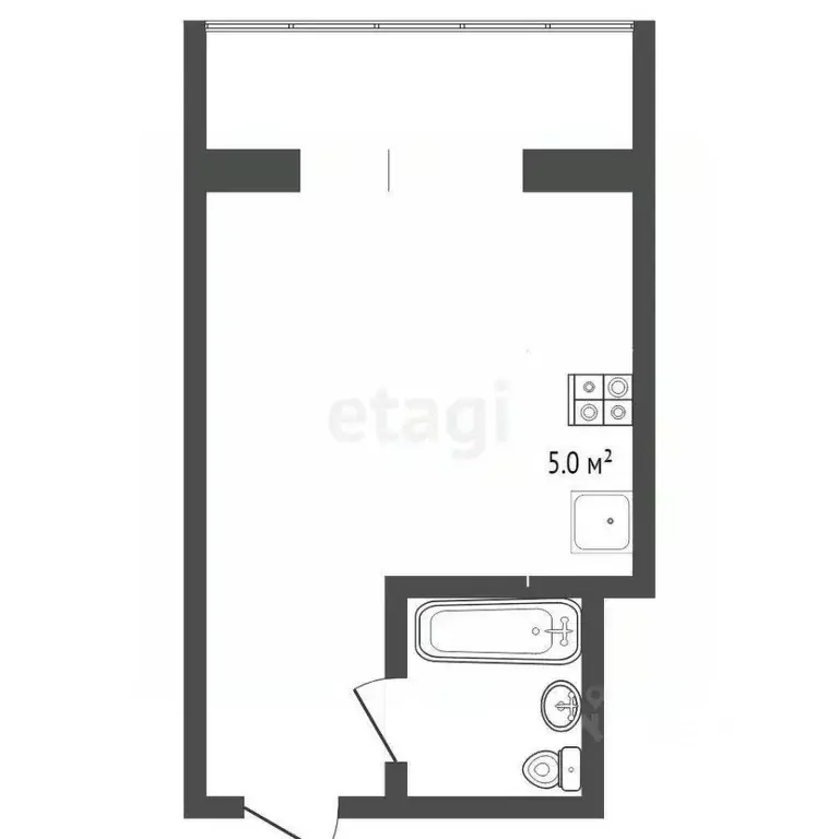 Студия Тюменская область, Тюмень Шаимский проезд, 14А (17.1 м) - Фото 2