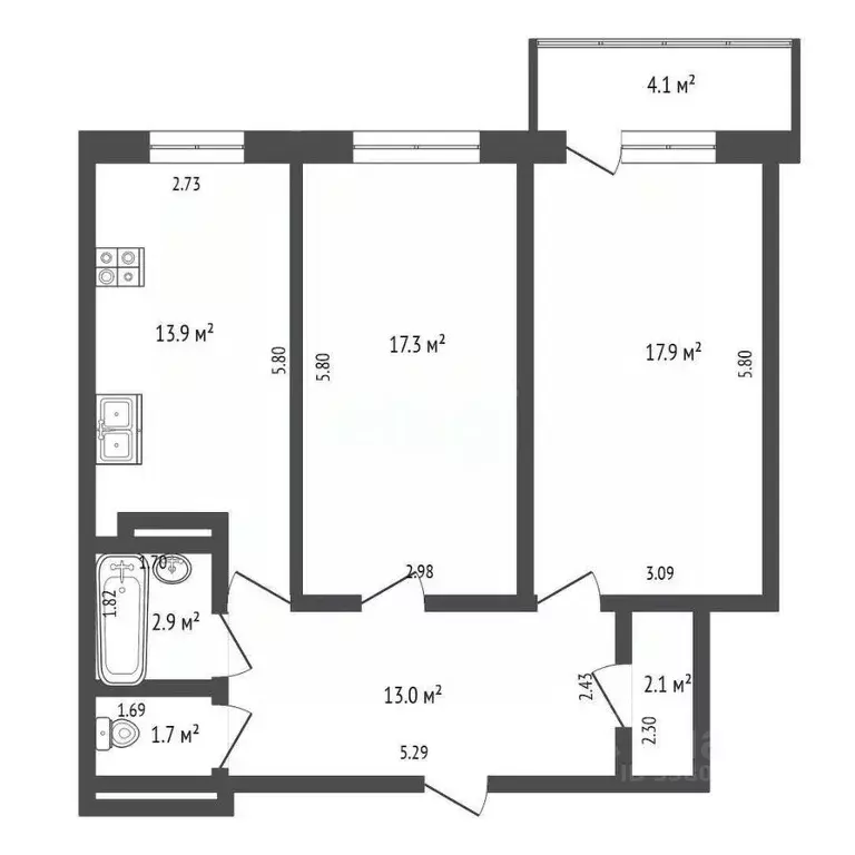 2-к кв. Ростовская область, Ростов-на-Дону ул. Оганова, 20с5 (70.0 м) - Фото 1