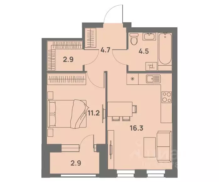 2-к кв. Пермский край, Пермь Трамвайная ул., 27 (41.0 м) - Фото 1