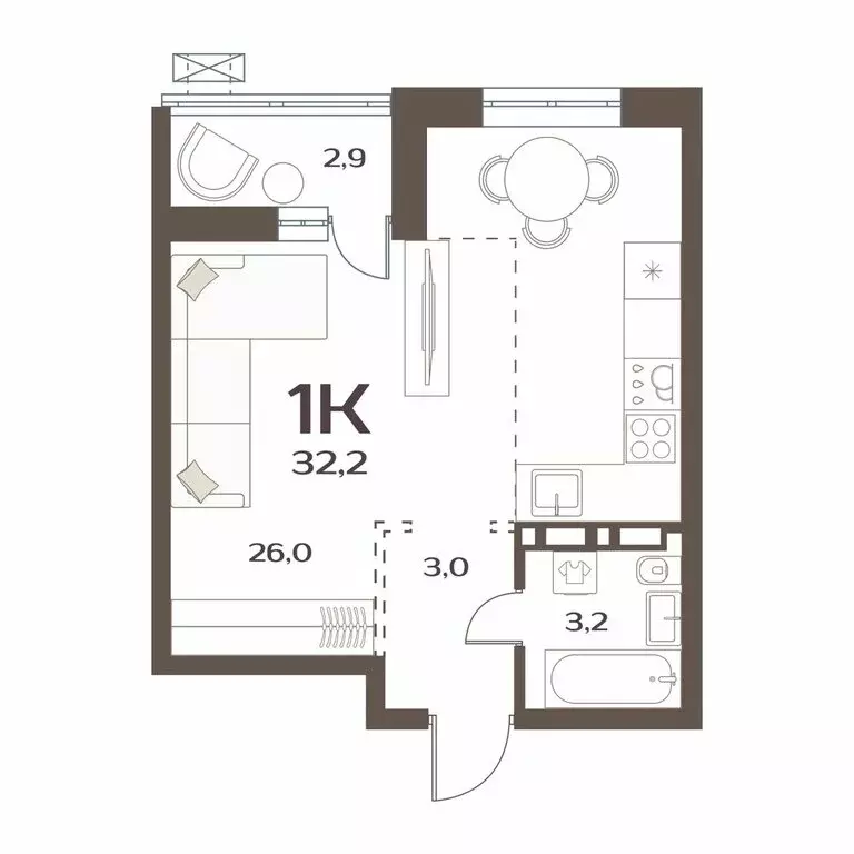 1-комнатная квартира: Владивосток, улица Коммунаров, 15к1 (32.2 м) - Фото 1