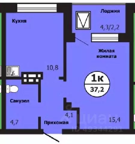 1-к кв. Красноярский край, Красноярск ул. Лесников, 51Б (37.2 м) - Фото 0