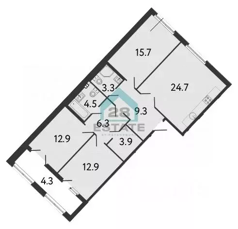 3-к кв. Санкт-Петербург Миргородская ул., 1 (97.8 м) - Фото 2