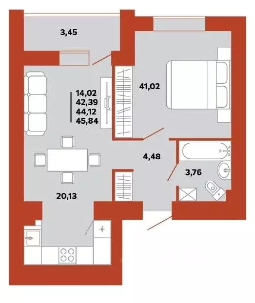 2-к кв. Пензенская область, Пенза ул. Герцена, 28 (45.84 м) - Фото 1