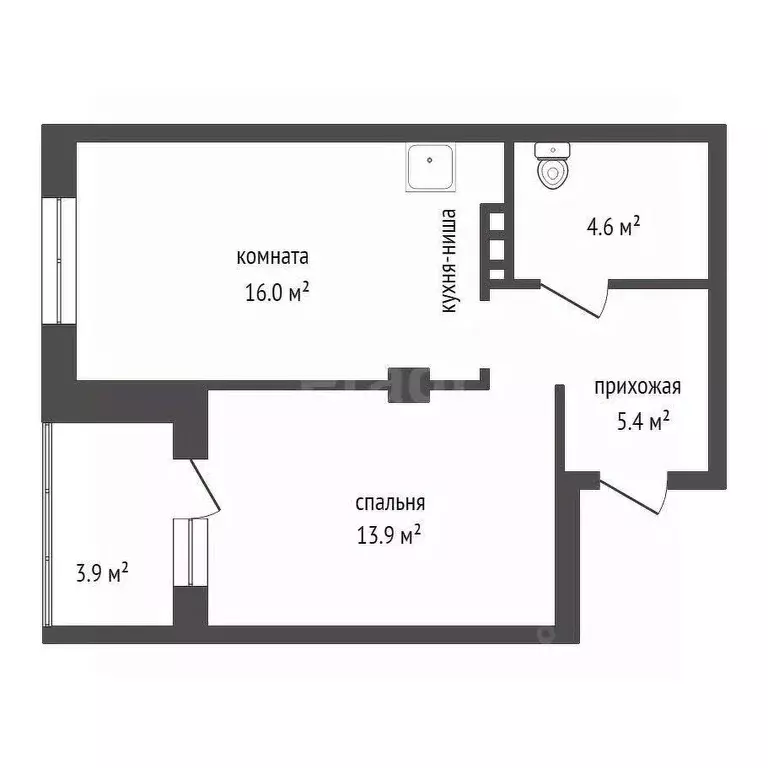2-к кв. Красноярский край, Красноярск Лесопарковая ул., 43 (42.7 м) - Фото 1