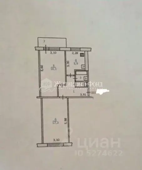 2-к кв. Курская область, Курск ул. Серегина, 37 (47.8 м) - Фото 1