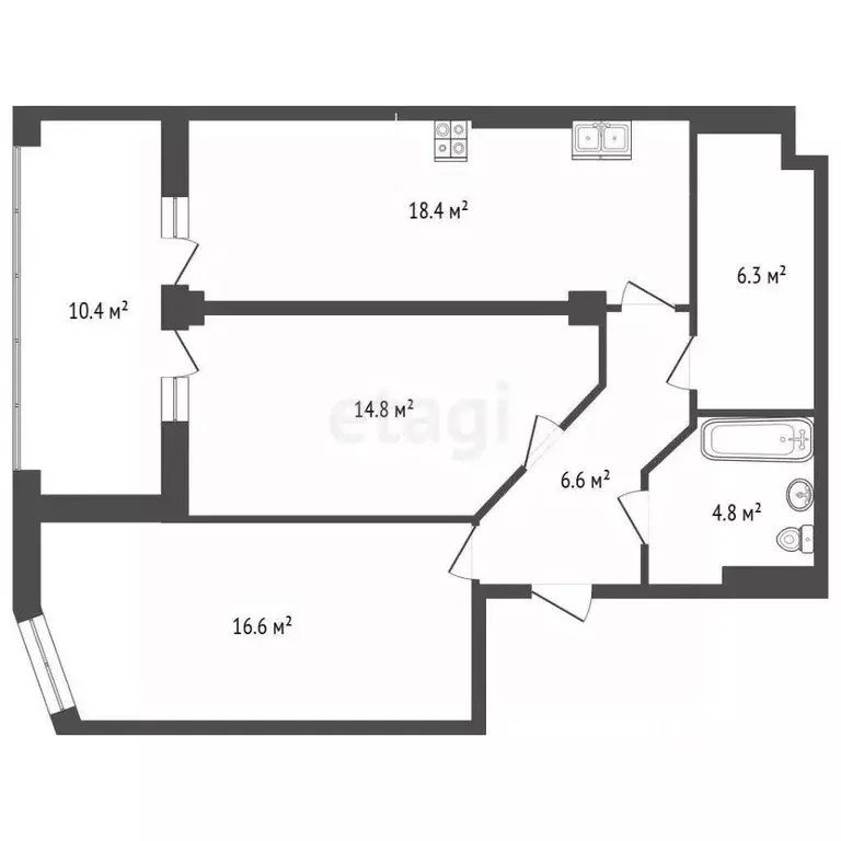 2-к кв. Крым, Ялта муниципальный округ, Форос пгт спуск Форосский, 8/3 ... - Фото 2