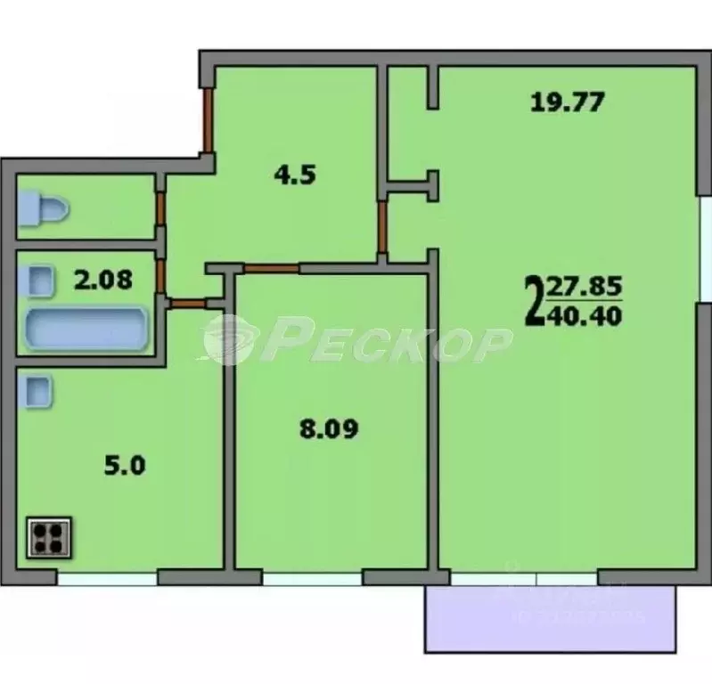 2-к кв. Москва ул. Константина Симонова, 8К2 (41.0 м) - Фото 0