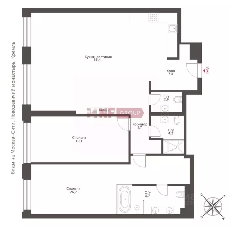 Квартира, 3 комнаты, 127.9 м - Фото 1
