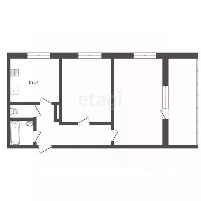2-к кв. Тюменская область, Тюмень ул. Елизарова, 49 (50.4 м) - Фото 1