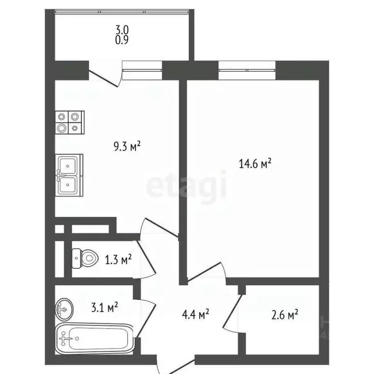 1-к кв. Московская область, Видное бул. Зеленые аллеи, 14 (35.4 м) - Фото 2