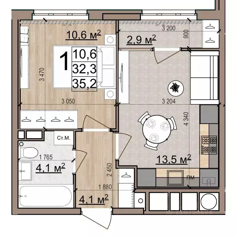 1-к кв. Рязанская область, Рязань Еврокласс жилой комплекс (35.2 м) - Фото 1