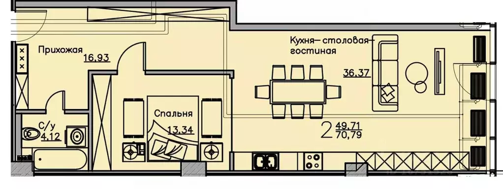 1-к кв. Воронежская область, Воронеж ул. Куколкина, 18 (70.79 м) - Фото 0