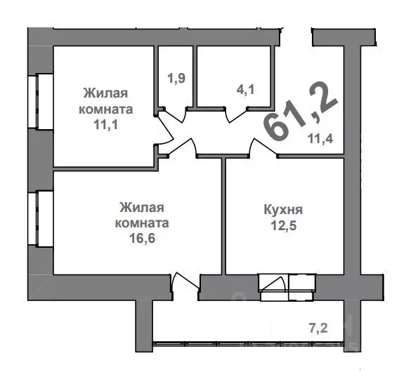 2-к кв. Амурская область, Благовещенск Высокая ул., 141 (61.2 м) - Фото 0