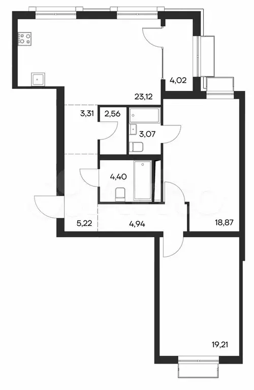 2-к. квартира, 88,7 м, 3/4 эт. - Фото 1