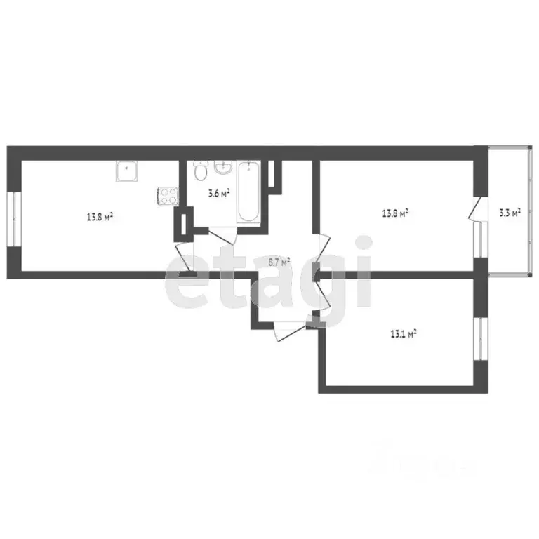 2-к кв. Тверская область, Тверь Оснабрюкская ул., 12 (59.0 м) - Фото 0