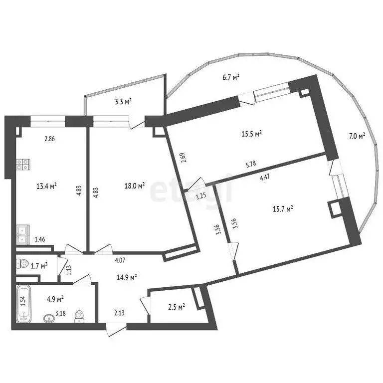 3-комнатная квартира: Тюмень, улица Энергетиков, 24 (86.6 м) - Фото 0