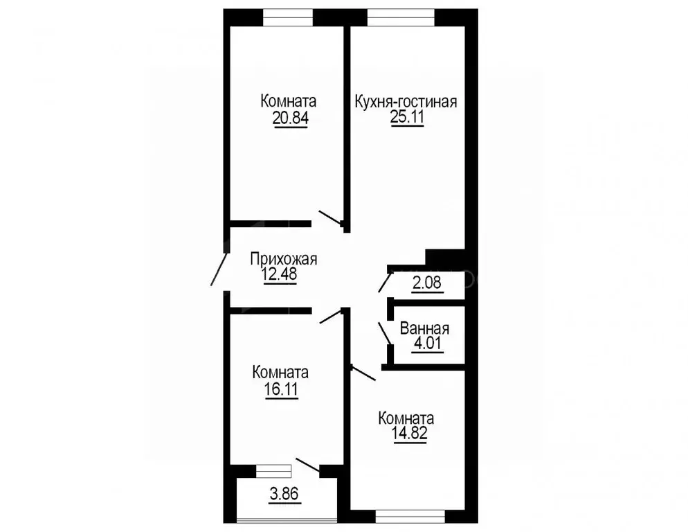 3-к кв. Тюменская область, Тюмень Ставропольская ул., 97к4 (97.0 м) - Фото 1