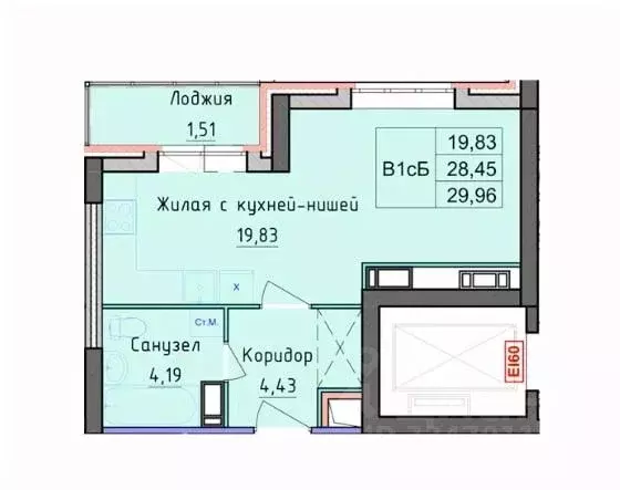 Студия Ярославская область, Ярославль ул. Дядьковская, 25А (29.96 м) - Фото 1