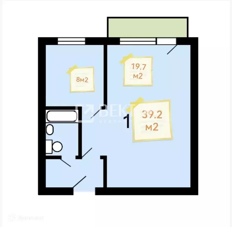Продаётся 1-к квартира, 39.2 м - Фото 1