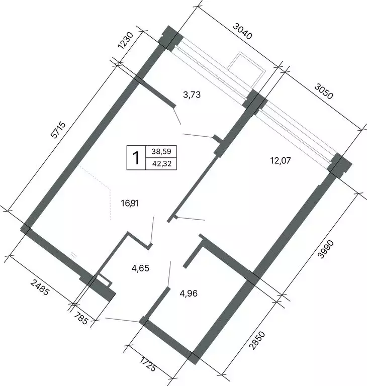 1-комнатная квартира: Екатеринбург, улица Мира, 47/6 (41.9 м) - Фото 1