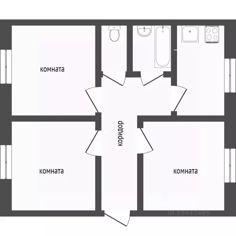 3-к кв. Бурятия, Улан-Удэ ул. Гагарина, 42 (82.9 м) - Фото 2
