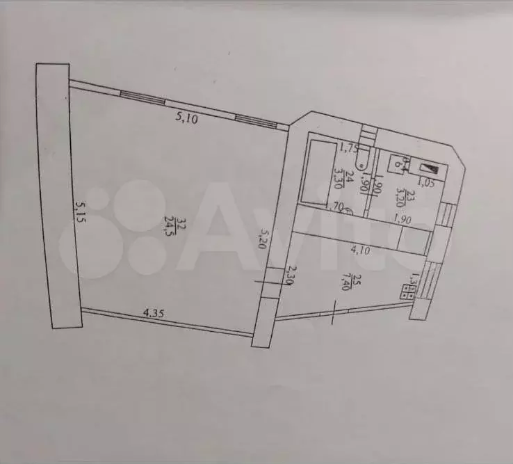 1-к. квартира, 38,4 м, 2/2 эт. - Фото 0