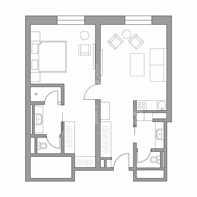2-комнатная квартира: Москва, 1-я Тверская-Ямская улица, 2с1 (60.9 м) - Фото 1