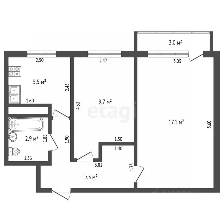 2-к кв. Самарская область, Самара Воронежская ул., 210 (42.5 м) - Фото 2