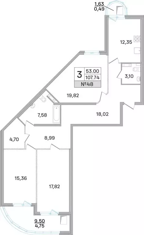 3-комнатная квартира: Королёв, улица Калинина, 11 (107.8 м) - Фото 0