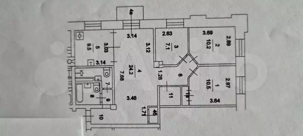 4-к. квартира, 80,8 м, 5/11 эт. - Фото 0