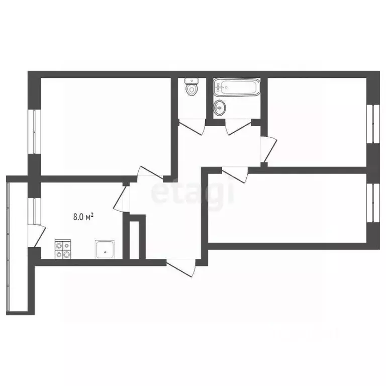 3-к кв. Владимирская область, Муром Владимирская ул., 37 (66.1 м) - Фото 2