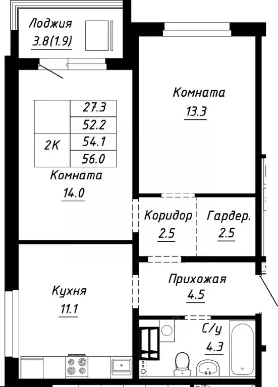 2-к кв. Алтайский край, Барнаул ул. Им. Анатолия Мельникова, 1 (54.1 ... - Фото 0