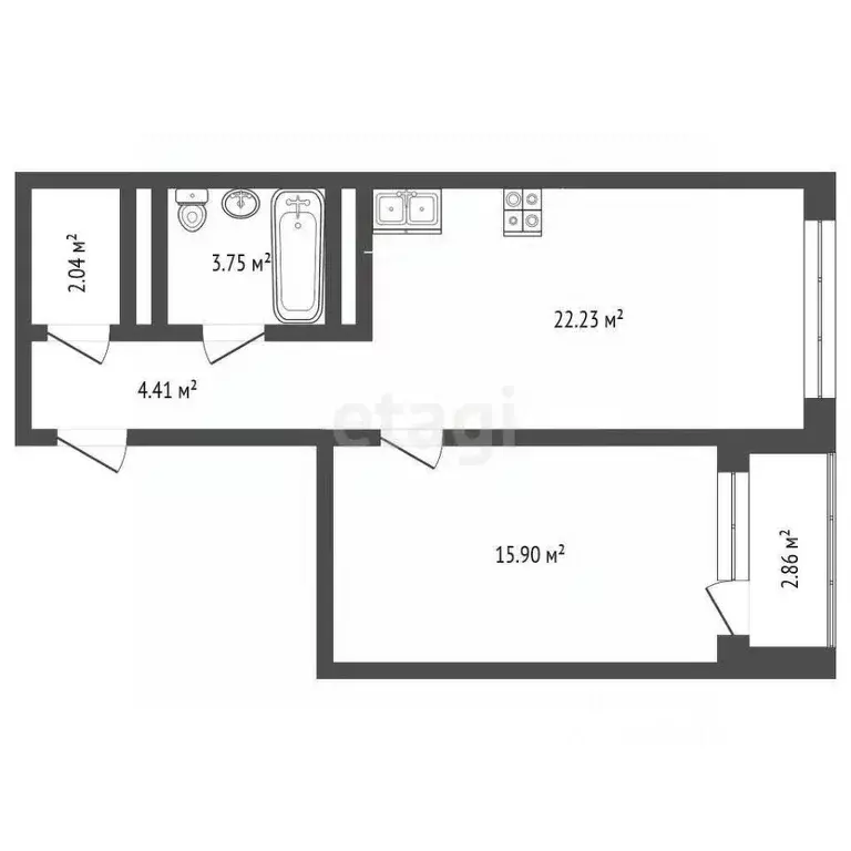 1-к кв. Тюменская область, Тюмень ул. Щербакова, 136 (48.9 м) - Фото 1