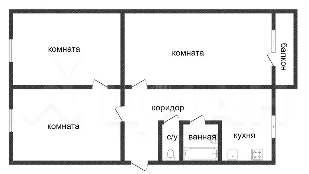 3-к кв. Татарстан, Казань ул. Рихарда Зорге, 83 (65.5 м) - Фото 2
