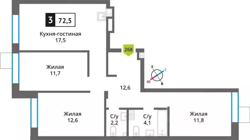 3-к кв. Московская область, Красногорск Опалиха мкр, Никольский ... - Фото 1