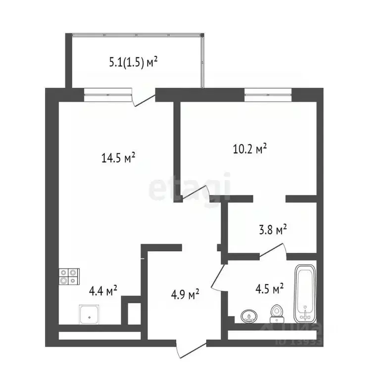 1-к кв. Тюменская область, Тюмень Профсоюзная ул., 59 (44.0 м) - Фото 1