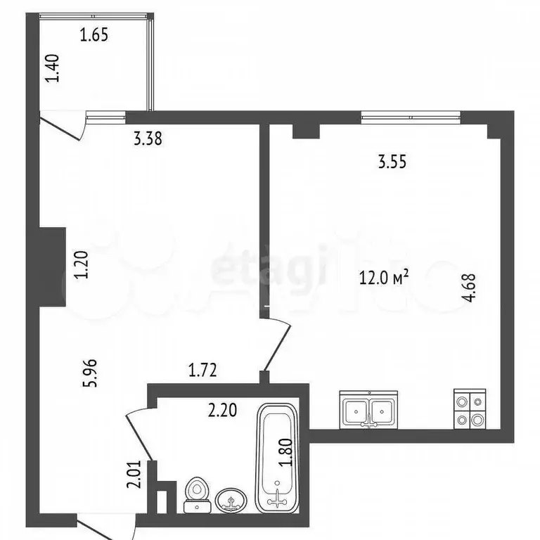 1-к. квартира, 36,1 м, 4/8 эт. - Фото 0