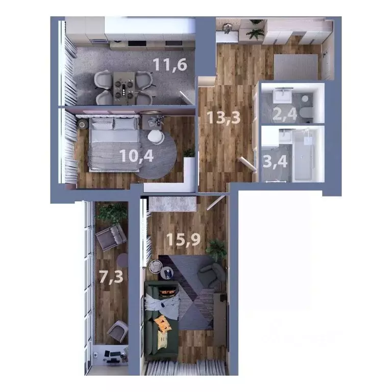 2-к кв. Татарстан, Набережные Челны ул. Раскольникова, 22 (60.7 м) - Фото 1