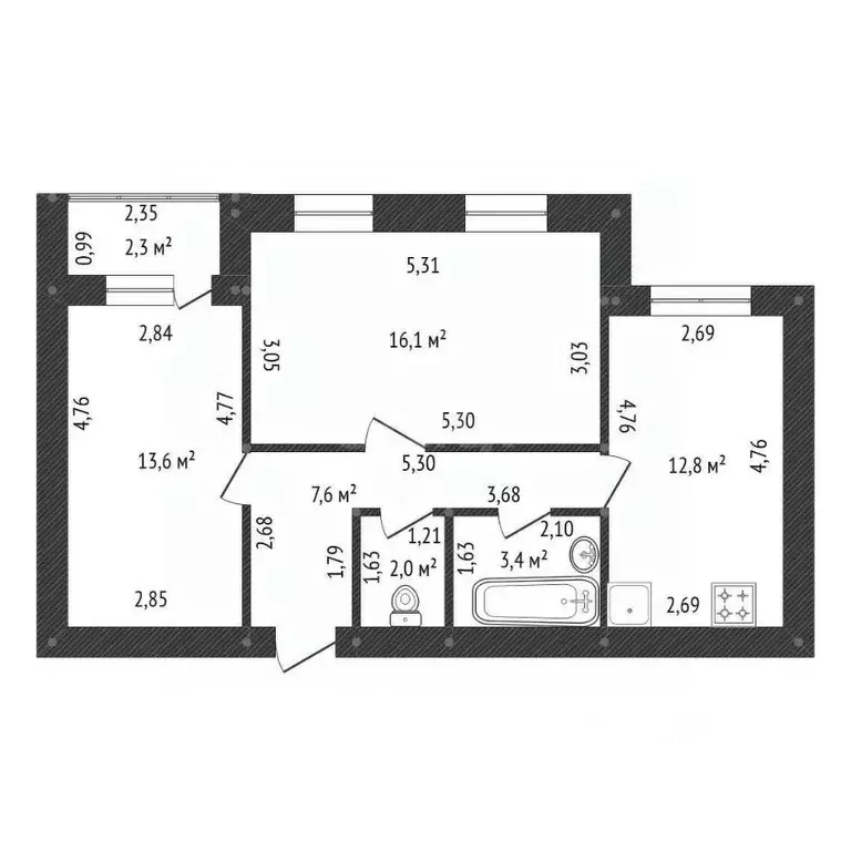 2-к кв. Башкортостан, Уфа бул. Назара Наджми, 19 (55.5 м) - Фото 2