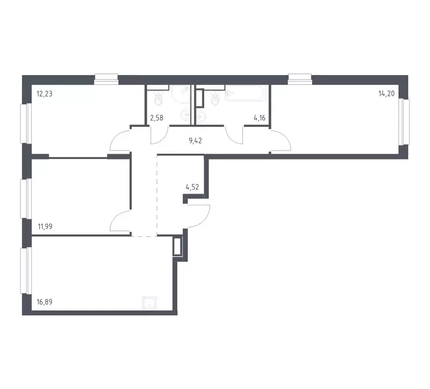 3-комнатная квартира: Мурино, жилой комплекс Новые Лаврики, 1.3 (75.99 ... - Фото 1