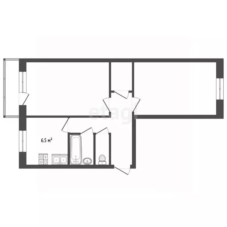 2-к кв. Владимирская область, Муром Нижегородская ул., 43 (46.1 м) - Фото 2