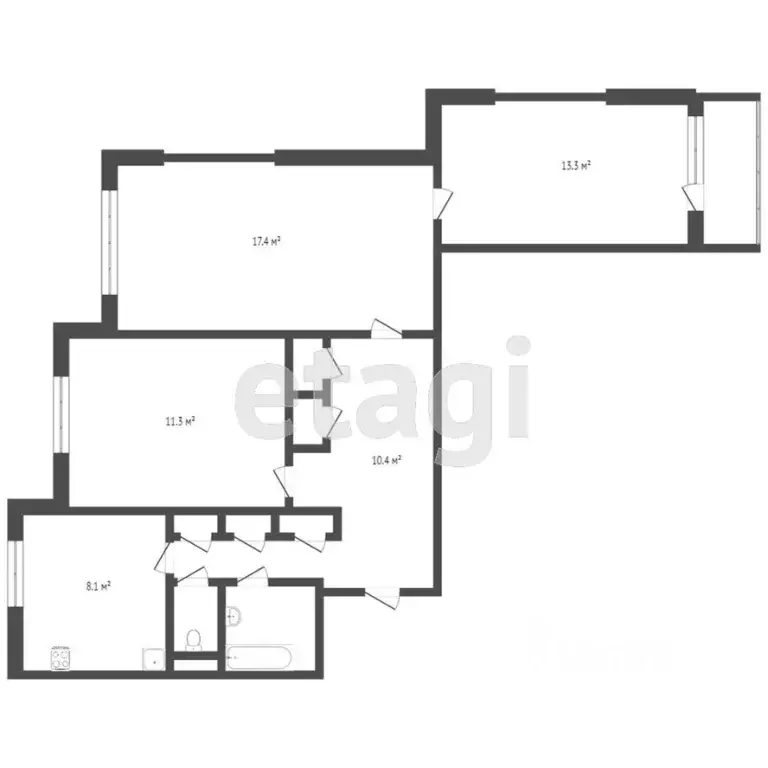 3-к кв. Ямало-Ненецкий АО, Новый Уренгой Советский мкр, 6/3 (67.0 м) - Фото 2
