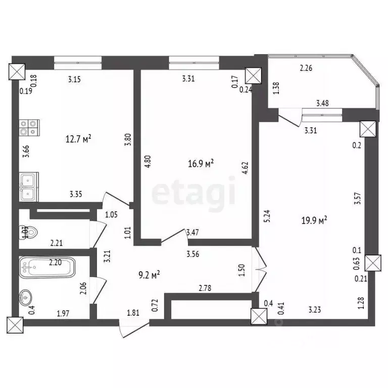 2-к кв. Орловская область, Орел Октябрьская ул., 75 (65.1 м) - Фото 1