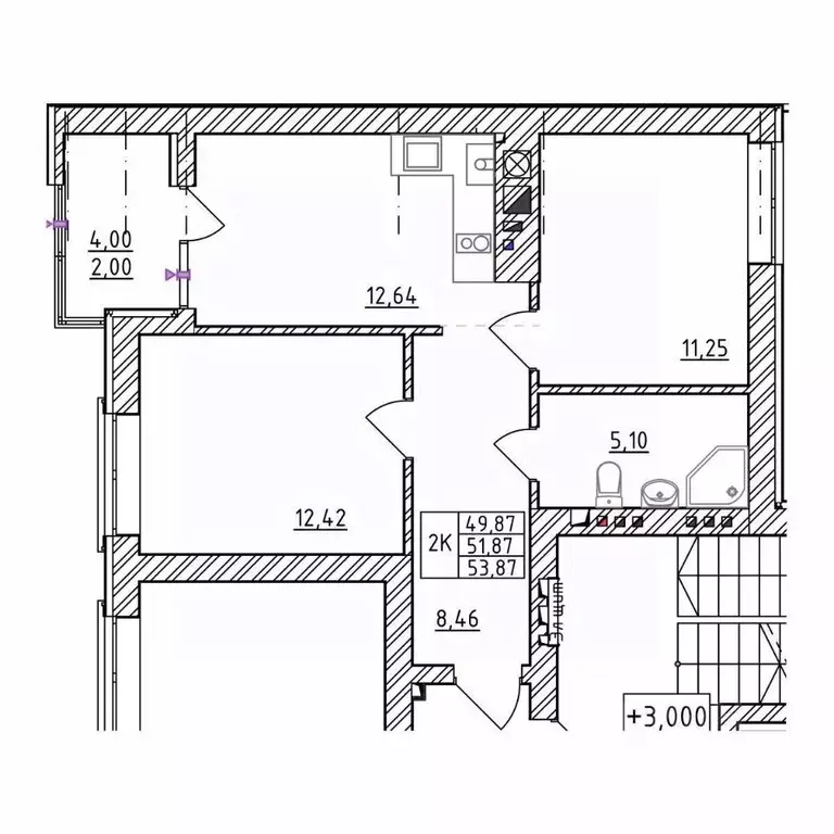 2-к кв. Калининградская область, Зеленоградск  (53.87 м) - Фото 1