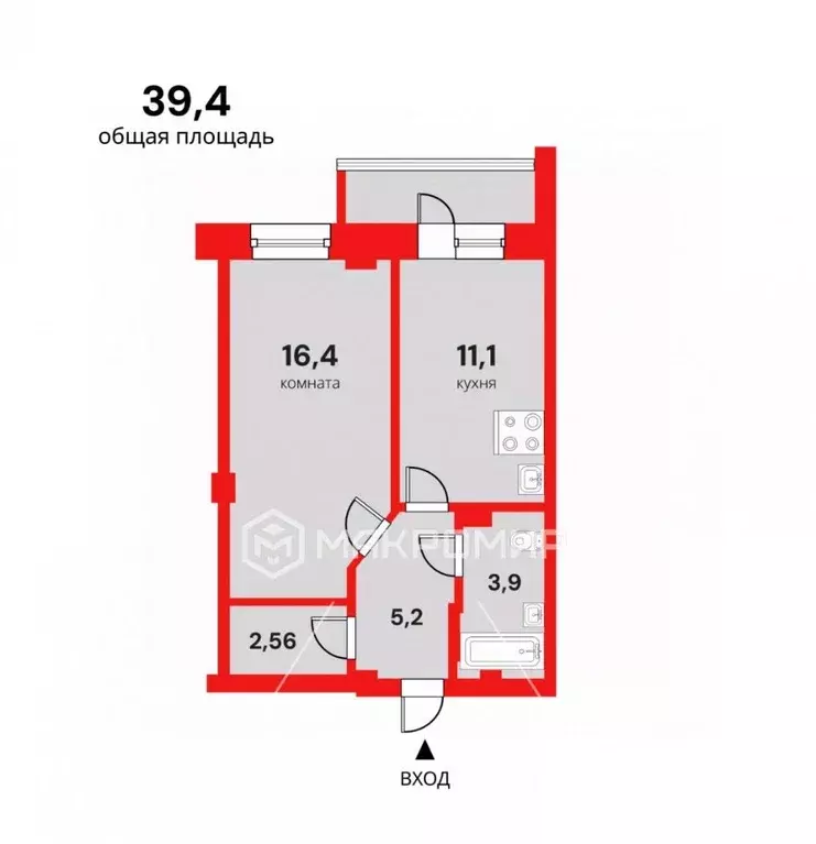 1-к кв. Новосибирская область, Новосибирск ул. Петухова, 16/4 (39.4 м) - Фото 2