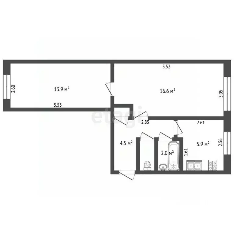 2-к кв. Башкортостан, Бирск Интернациональная ул., 118 (44.0 м) - Фото 2