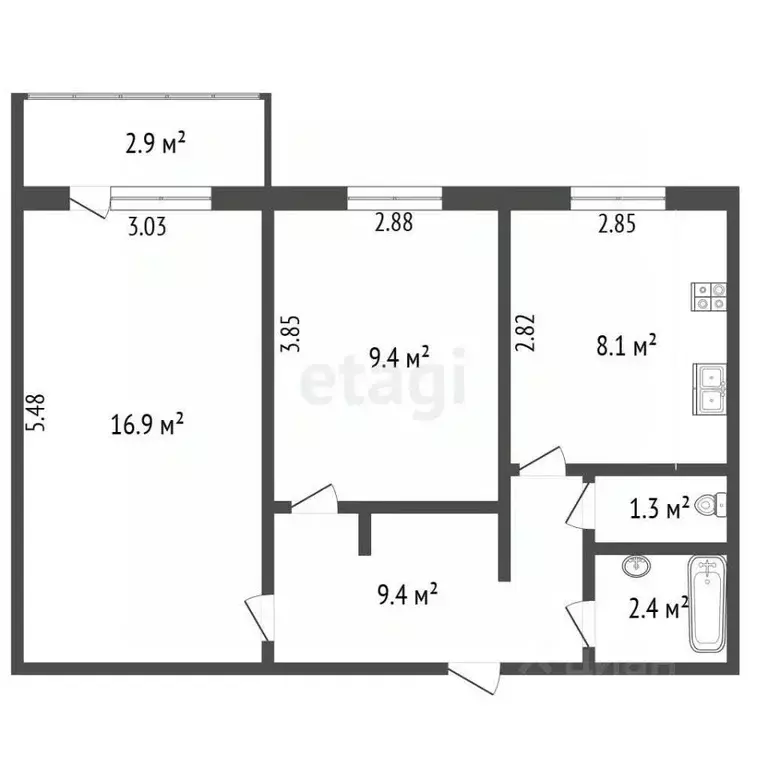 2-к кв. Татарстан, Альметьевский район, Нижняя Мактама пгт ул. Хади ... - Фото 2