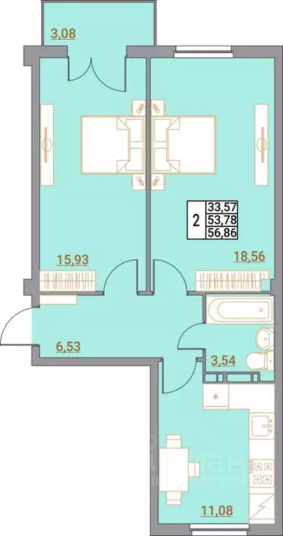 2-к кв. Волгоградская область, Волгоград Удмуртская ул., 75 (58.72 м) - Фото 1